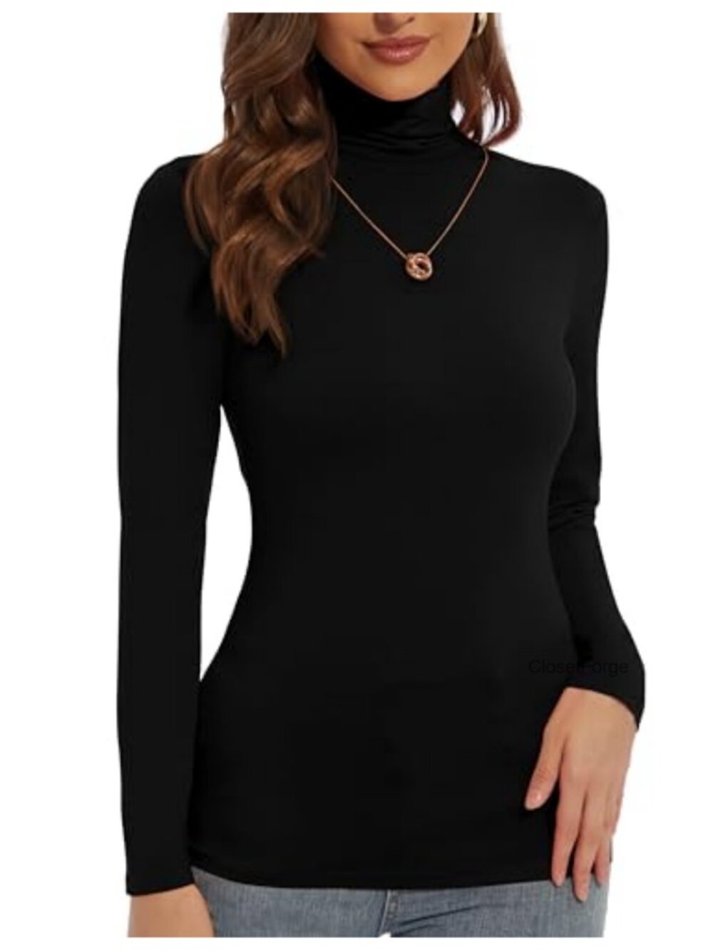 Women's Fitted Long Sleeve Turtleneck Top Lightweight Casual Basic Layer